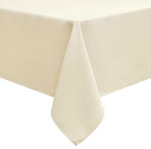 smiry Leinenoptik Tischdecke Abwaschbar Lotuseffekt Eckig 140 x 220 cm Tischtuch Leinendecke Wasserabweisend Tafeldecke Tischwäsche Fleckschutz, Beige