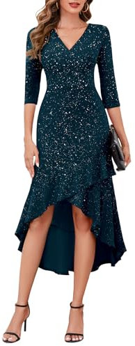 Berylove Abendkleider Lang Festliches Kleid Ballkleider Damen Lang Cocktailkleider Abschlussballkleid Brautjungfernkleid Prom Dress BLP7065 DarkBlue S