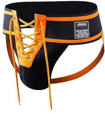JOCKMAIL Herren Baumwolle Breite Gürtel Jockstrap Unterwäsche Jock Straps Männlichen Korsett Athletic Unterstützer Männer Sport Unterwäsche, Orange, L