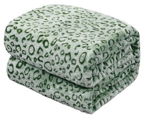 Fleecedecke mit Leopardenmuster, grüne Decke für Couch, Bett, Sofa, Raumdekoration, warme, weiche Decke