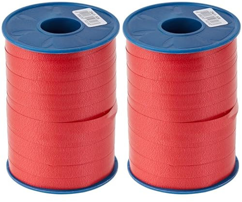 C.E. PATTBERG Geschenkband rot, 500 Meter Ringelband 5 mm zum Basteln, Dekorieren & Verpacken von Geschenken zu jedem Anlass (Packung mit 2)