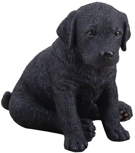 Veronese Design Schwarzer Labrador Retriever Welpe sitzt auf Hinterbeinen, Kunstharz, handbemalt, Sammlerstücke, 9,5 cm