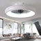 Exlafi Quiet 48CM Ceiling Fan with Lamp, Modern LED Lighting for Bedroom Living Room, Reversible and 6 Speeds, White