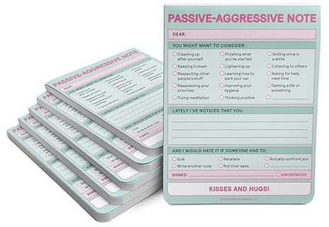 Knock Knock Passiv-aggressive Notizblöcke und lustige Checklisten-Notizblöcke, je 10,2 x 13,3 cm, Pastellfarben, 6 Stück