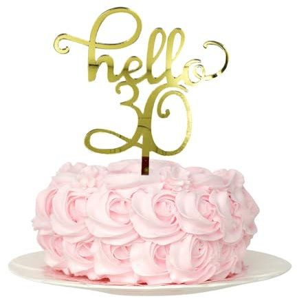 Hello 30 Birthday Cake Toppers - Gold Acryl, 30 Cake Topper, 30 Cake Topper, 30th Birthday Decorations 30th Birthday Cake Topper, 30 Decorations for Cake, 30 Birthday Decorations