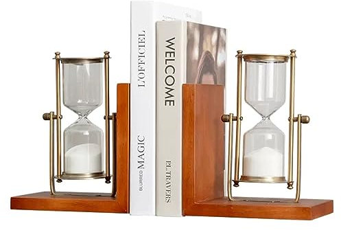 Serre-Livres Vintage sablier minuterie Bureau décor à la Maison Cadeau Vintage métal Heure Verre sablier Bureau for décor Serre-Livres décoratifs pour la Maison