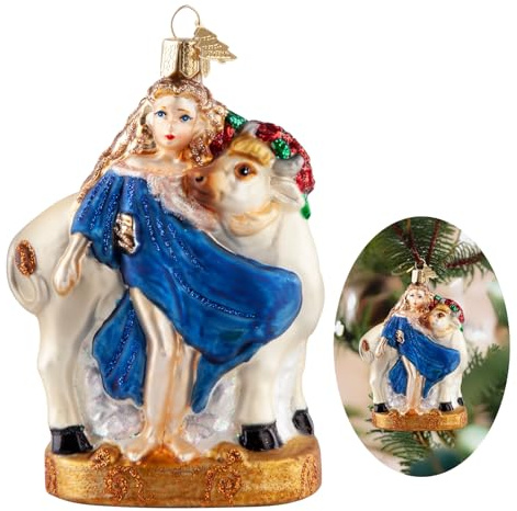 Hzyc Christmas Ornaments for Tree,Handmade Blown Glass Ornaments, Fairy Tale Collection Hanging Glass Baubles,Christmas Decoration for Holiday Party Home Gifts(Zeus and Europa)