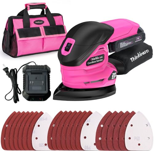 Ponceuse de détail électrique sans fil 20 V, 12 000 tr/min avec 20 papiers de verre, collecteur de poussière, batterie Li-Ion et chargeur, compacte pour les espaces restreints, métal, travail du bois