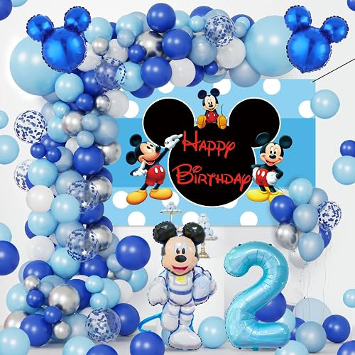 70 Stück Mickey Deko 2 Geburtstag, Mickey Luftballons 2 Geburtstag, Mickey Girlande Geburtstag, Mickey Hintergrund Geburtstag, Mickey Folienballon 2, 2. Geburtstag Mickey Deko Set