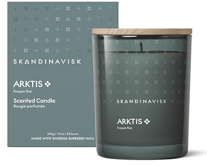 Skandinavisk ARKTIS 'Arktis' Duftkerze, Sonderedition, Duftnoten: Stürmische Wälder und arktischer Salbei, Pfefferminz und Schneeflocken, 200 g
