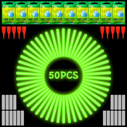 GreenYeah Angeln Knicklichter Angelruten Leuchtstäbe, 50 Stück Knicklicht für Angelruten 4,5x37 MM, Float Glow Stick Nachtfischen, Fishing Glow Sticks, Knicklichter für Angeln Nachtfischen