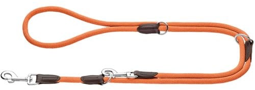 HUNTER Verstellbare Hundeführleine Freestyle, Farbe: orange, robust & wetterfest, 3-Fach verstellbar, Tau mit Polyamid-Kern, liegt weich in der Hand, pflegeleicht, Größe: 10/200