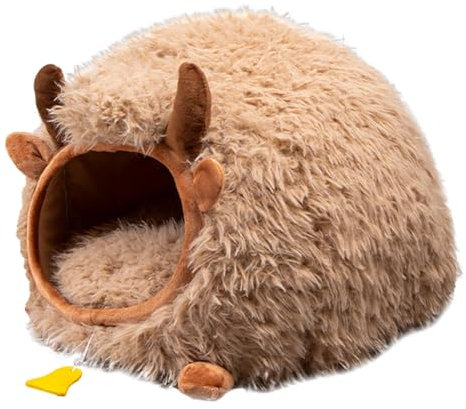 Yak-Bett | Haustierbett | Warmes Nest | Winterbett | Warmes Haustierbett für den Winter, Katzenhöhle, Katzennest für den Innenbereich, halbgeschlossenes Hundezeltbett mit Abdeckung zum Spielen im Inne