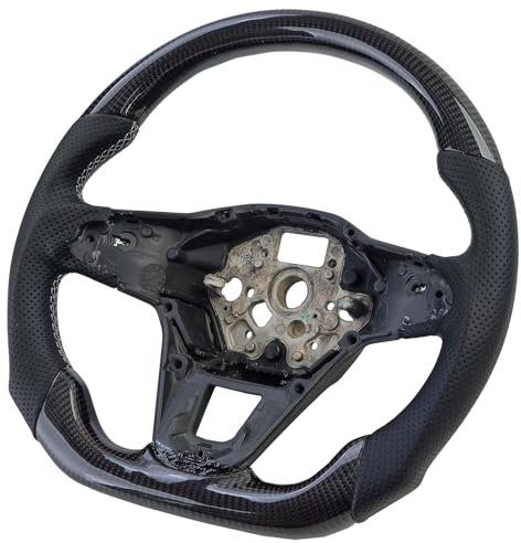 Sportlenkrad mit Echt Carbon und Leder gelocht für VW Golf 8 mit Schaltwippen
