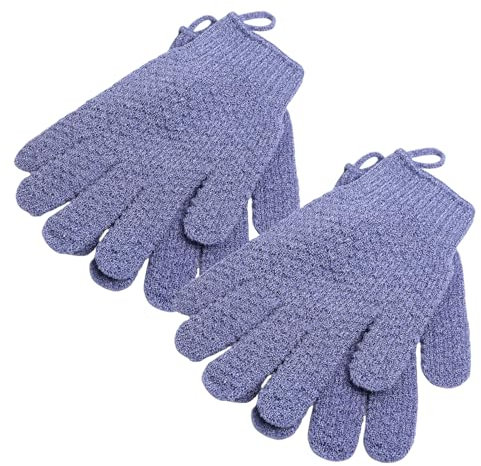2 Paires Gant Exfoliant Corps, Gant Gommage Corps pour Body Scrub, Fleur de Douche Eponge Corps Bain Brosse Gant de Toilette Brosse Arrière Accessoires de Bain (Gris)