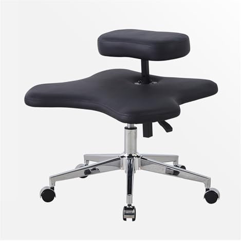 SJFJJKD Kreuzbeinstuhl, Kniestuhl, Kunstleder-Kniestuhl für Büro und Zuhause, schwarzer Kreuzbein-Kniestuhl, ergonomischer Kreuzbeinhocker, mit 5 Bremsrädern Friendship Years