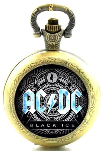 Cymru Apparel Gift Boxed ACDC AC/DC Black Ice Quartz Pocket/Necklace Watch