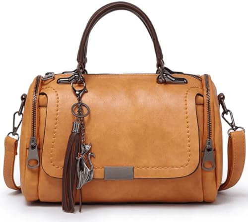 Generisch Damen-Umhängetasche, Handtasche, Crossbody-Bag, stylische, trendige Designer-Handtasche aus hochwertigem, weichem PU-Leder (Braun)
