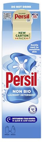 Persil Non Bio Laundry Washing Liquid Detergent outstanding stain removal in quick & cold washes tough on stains, gentle next to sensitive skin 35 washes (945 ml)