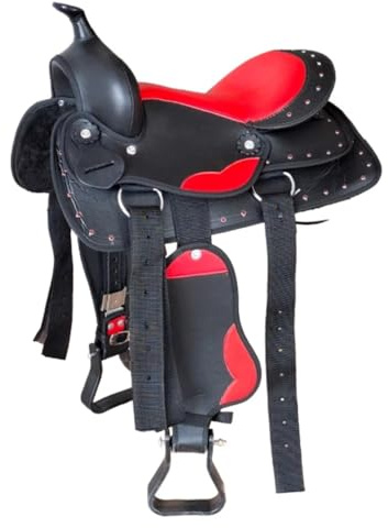German Riding Westernsattel Colour Star mit Glitzer Strass Steinen - Holzpferd Sattel - Pony Sattel (12)