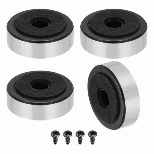 QUARKZMAN 4 Stück Lautsprecher Isolationsfüße 47mmx15mm Schaumstoff Stoßdämpfer Basis Pad Anti Vibrations Verstärker Standfüße Matte Für Audio CD HiFi Heimkino Soundsystem Silber