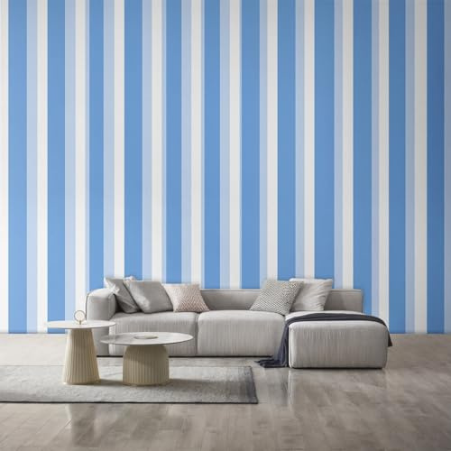 Generisch Tapete Blau und Weiß Gestreift Wohnzimmer Schlafzimmer, Fototapete Abstrakte Kunst Streife Wand Deko, Wallpaper, Wandtapete, Mustertapete, Vliestapete, 200 x 140 cm L&OP212