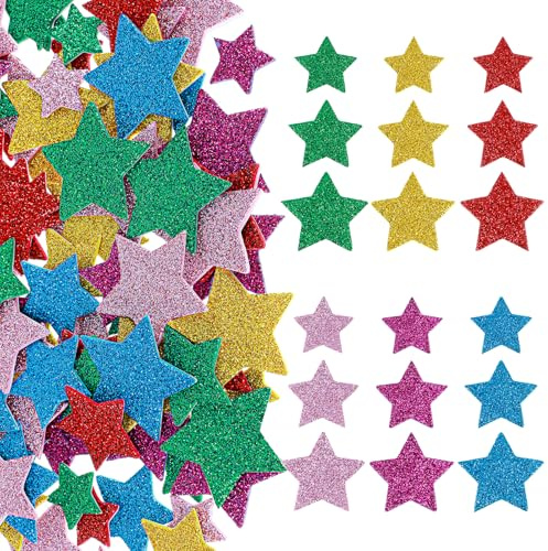 LXUEJIE 270 Pcs Glitter Foam Star Stickers, Colorful Star Wall Stickers | Small Stars Sticker Self Adhesive Glitter Stars Foam Sticker for Craft Birthday Party Halloween Christmas Decoration