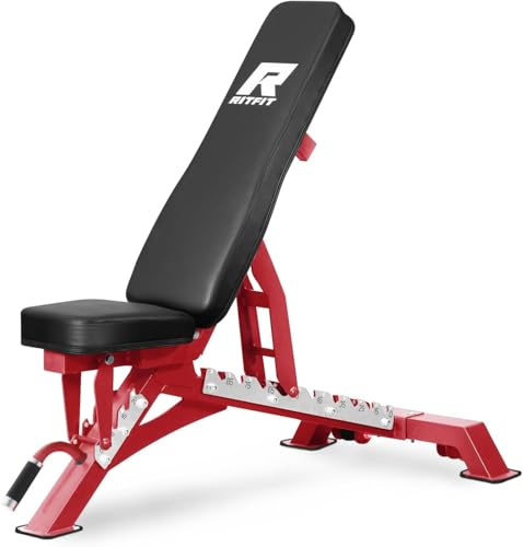 RitFit Hantelbank, Schrägbank, Trainingsbank Max. 590kg Tragkraft | 10-fach verstellbar, Klappbar, Multifunktions Bench für Zuhause