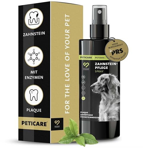 Peticare Zahnsteinpflege-Spray für Hunde | Enzym-Formel zur Unterstützung der Maulhygiene, gegen Plaque & Zahnsteinneigung | Ohne Bürsten, frischer Atem, natürliche Pflegebasis - petDog Care 2119