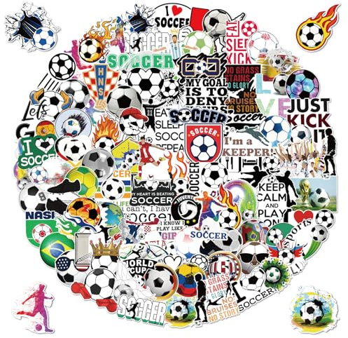 G2PLUS Fußball Aufkleber für Fußballfans: 100stk Wasserfestes Vinyl Sticker | Fussball Aufkleber für Wasserflasche, Notizbuch, Fußballzubehör, Fußballparty Geschenktüten, WM 2026, DIY