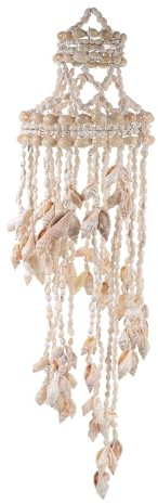 SEWACC Windspiel aus Natürlichen Muscheln, 42–50 cm Lang, Windglocke zum Aufhängen, Ideal für Die Dekoration von Haus Und Garten, Anhänger in Zufälliger Form
