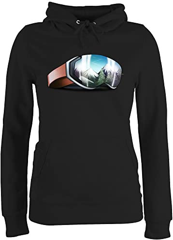 Pullover Damen Hoodie Frauen - Snowboard, Ski und mehr - Skibrille - XL - Schwarz - Kapuzenpullover Apres für Skifahren Snowboard Pulli Party Outfit Wintersport Skifahrer Hoodies Oberteil skiurlaub