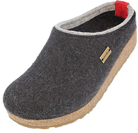 HAFLINGER Grizzly Kris Filzpantoffel Hausschuh Filzclog Graphit, Gr. 40