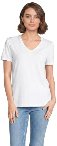 Lands' End - Women’s Supima Cotton V-Neck T Shirt - 100% American-Grown Supima - Soft Smooth Jersey - Straight Hem - Easy-Care Finish- Ladies Tops, Women's Clothing