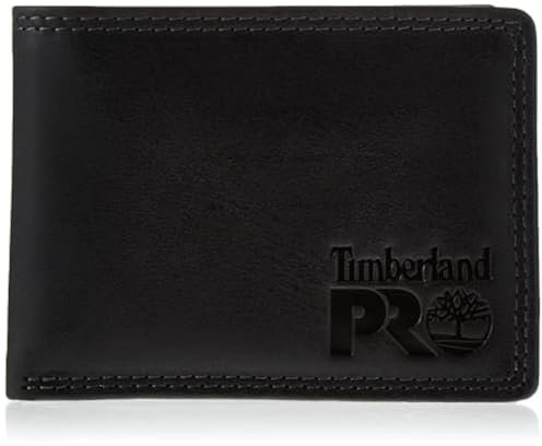 Timberland PRO mens Leather Rfid With Removable Flip Pocket Card Carrier Wallet, Black/Brandy, One Size UK
