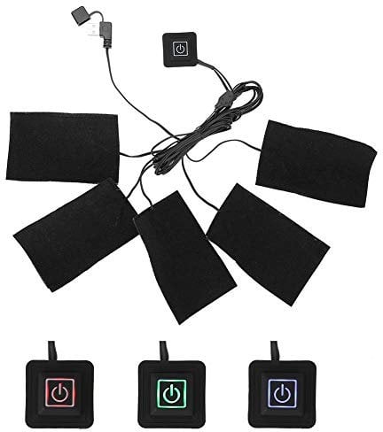 Paño calefactor USB para chaleco calefactable, ropa eléctrica, cinco almohadillas calefactoras, elemento de calefacción, temperatura ajustable, herramienta de calor