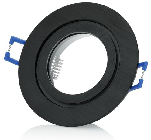 Sweet Led® Einbaurahmen inkl. GU10 Fassung 230V IP44 Einbauleuchten-Rahmen Aluminium Einbauspots fürs Bad Möbelleuchten downlight spot rund, Schwarz gebürstet