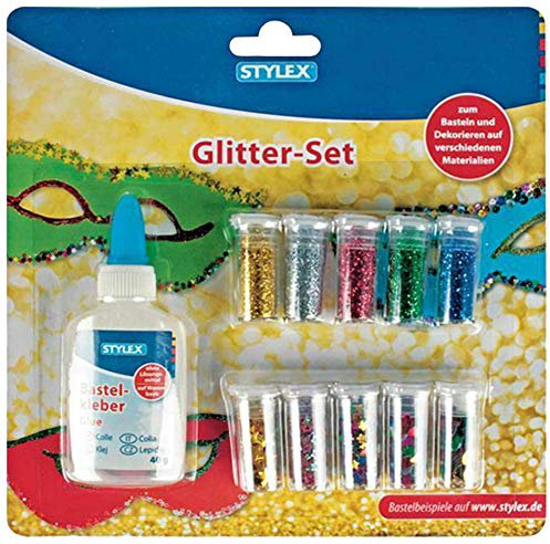 Stylex Glitter Set 35g Bastelkleber + 2X 5 Becher Dekomaterial