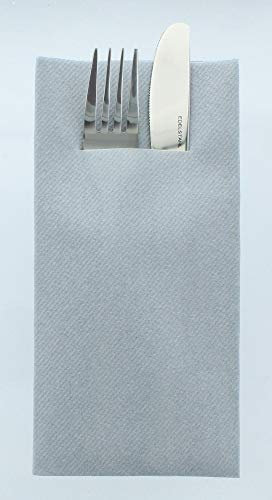 Mank Airlaid Besteckservietten Uni | 40 x 40 cm | 1/8-Falz | Premium Einweg-Serviette | saugstark | Basic | 75 Stück (Grau)