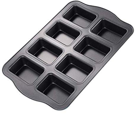Twscvc Mini Loaf Pan, 8-Cavity Non-Stick Muffin Pan,Carbon Steel Brownie Bakeware for Oven baking -Gray
