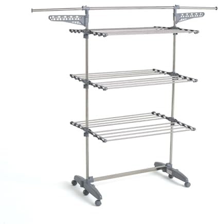 Séchoir à linge étendoir multifonction 25M EXTRA 3 niveaux Gris et Inox