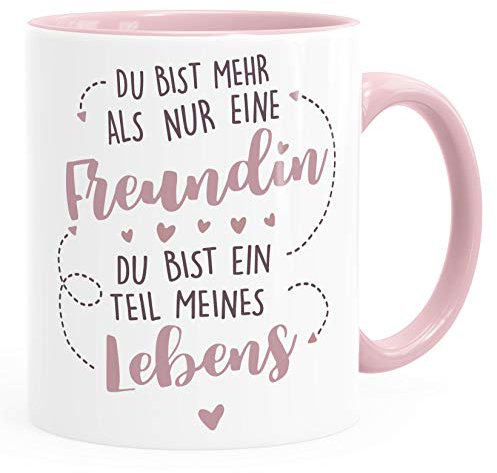 SpecialMe®Geschenk-Tasse beste Freundin Du bist mehr als nur eine Freundin Du bist ein Teil meines Lebens personalisierte Geschenke Name anpassbar nicht personalisiert inner-rosa Keramik-Tasse