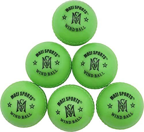 Mozi Sports Windball Soft Cricket Balls-Durable Realistic Bounce & Swing-Cricket WindBalls for Indoor & Outdoor Coaching,Practice, Garden & Beach play (Green)