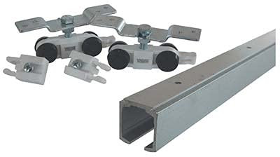 GUIDA-BINARIO PER PORTA SCORREVOLE CM 190 OMGE IN ALLUMINIO CON KIT CARRELLI PORTATA 120 KG
