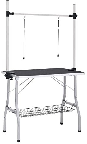 vidaXL Trimmtisch Verstellbar Hunde 2 Schlaufen Korb Pflegetisch Schertisch