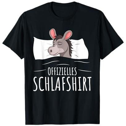 Die Besten Esel Flüsterer Geschenke Offizielles Schwarz Esel Schlaf Schlafanzug T-Shirt, Unisex, Kurzarm, Pull-On, Medium, Klassische Passform, Polyester 100%