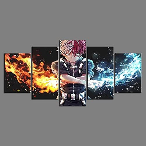 Wondbeau Poster & Kunstdrucke 5 Stück Leinwandanime My Hero Academia 150×80Cm Kein Rahmen 5 Panel Kunstdrucke Wandbild Malerei Modulare Wohnkultur Bürodekoration