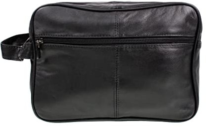 Jumbo – Trousse de toilette extra large en cuir véritable pour homme Noir