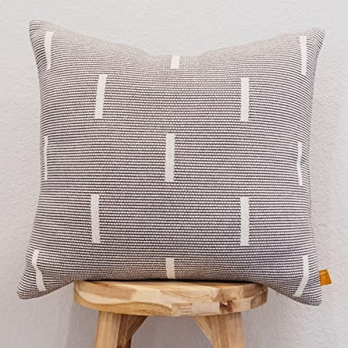 Lumi Living Kissenbezug aus 100 % Baumwolle, gestrickt, weich, modern, geometrische Strichlinien, 45,7 x 45,7 cm, Schwarz und Weiß