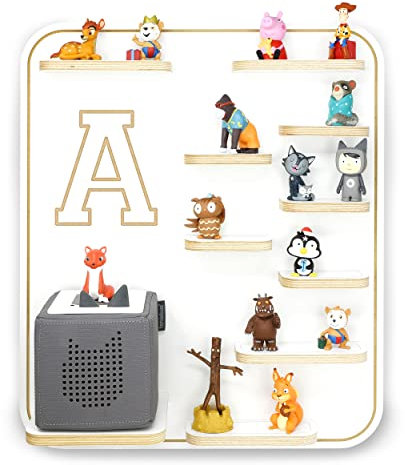 stadtecken Kinder Holz Regal für Musikbox I Buchstabe A I Geeignet für die Toniebox und ca. 36 Tonies I Geschenk I Spielen I Sammeln I zum Aufhängen (Buchstabe A)